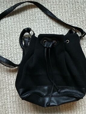 Cooperative Black Drawstring Bucket Bag
